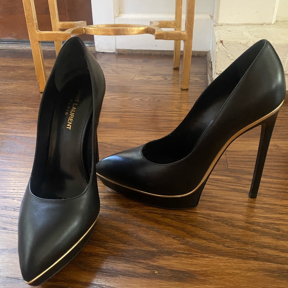 Like New Black Saint Laurent Platform Heels